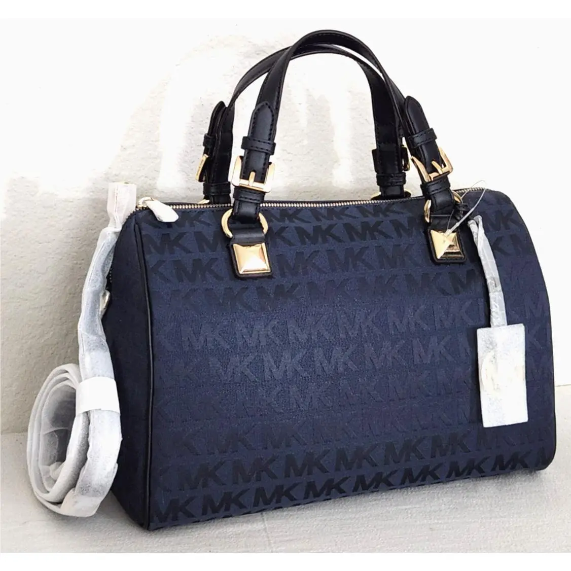 Michael Kors Grayson Navy Blue Logo Large Satchel Bag /or Fulton Wallet
