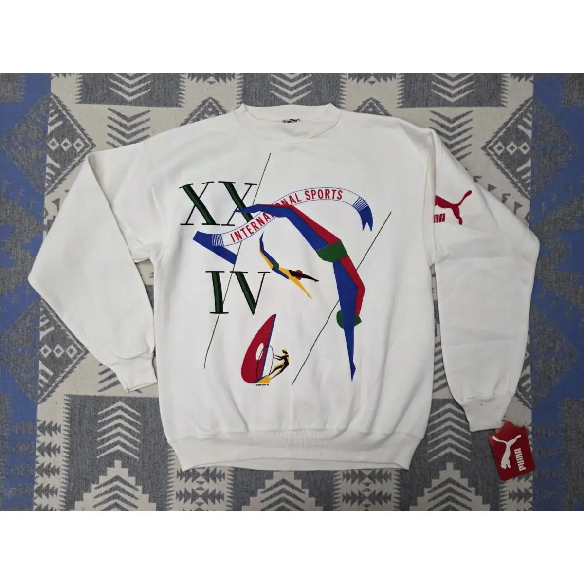 Vintage 80s Puma Seoul South Korea Olympics Sweatshirt Nos Sz M
