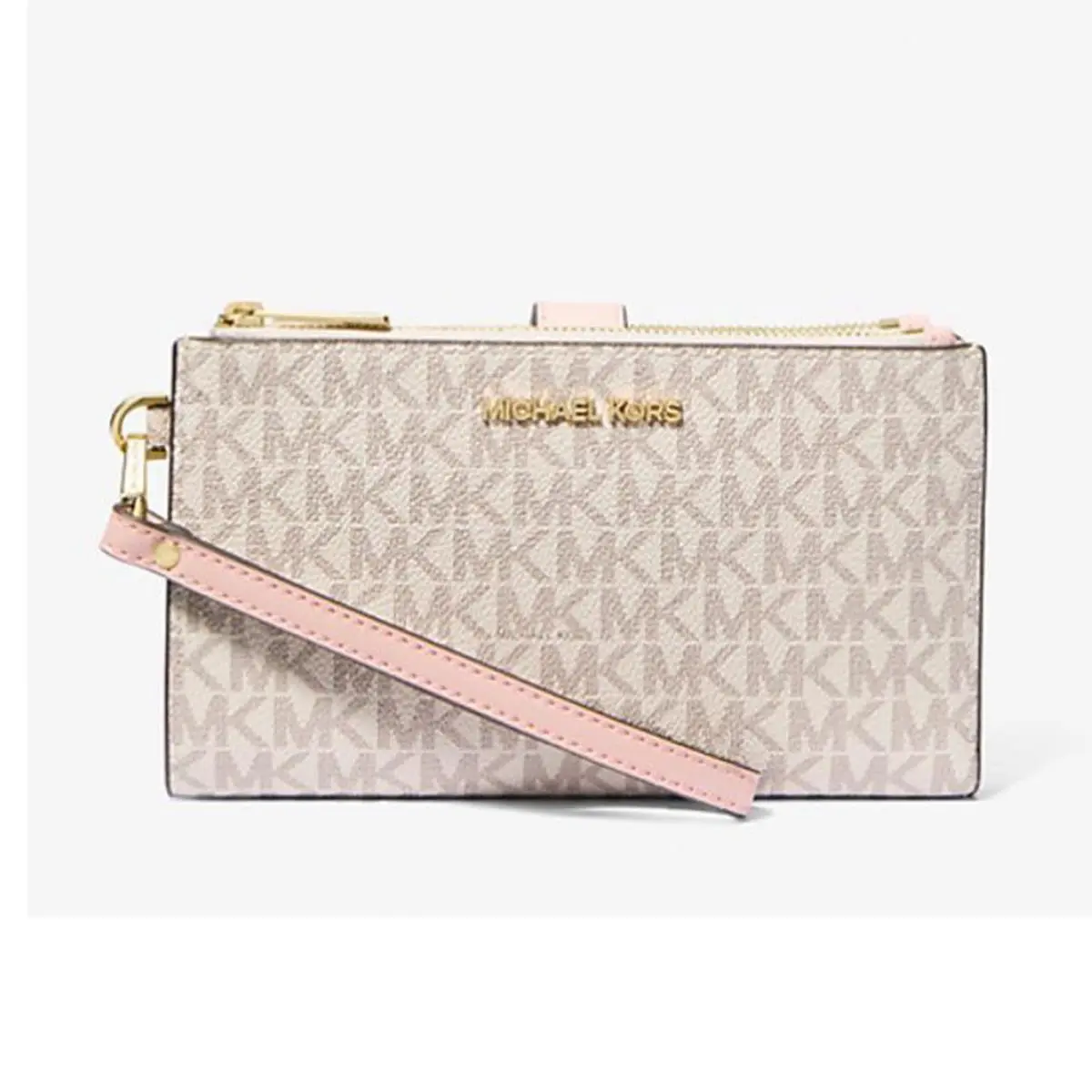 Jet Set Travel Double Zip Wristlet Vanilla Pink by Michael Kors