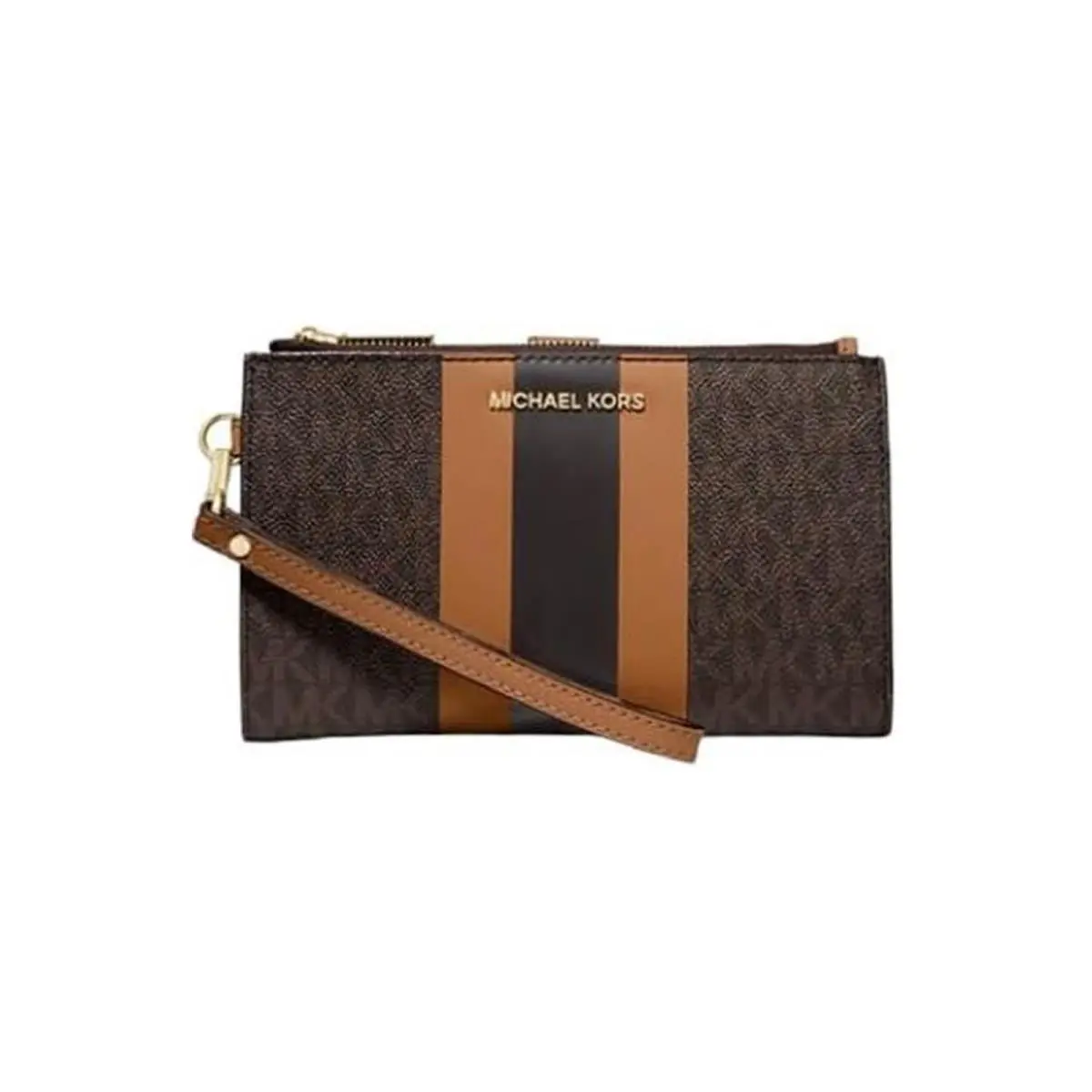 Jet Set Travel Double Zip Wristlet Brown Acorn by Michael Kors