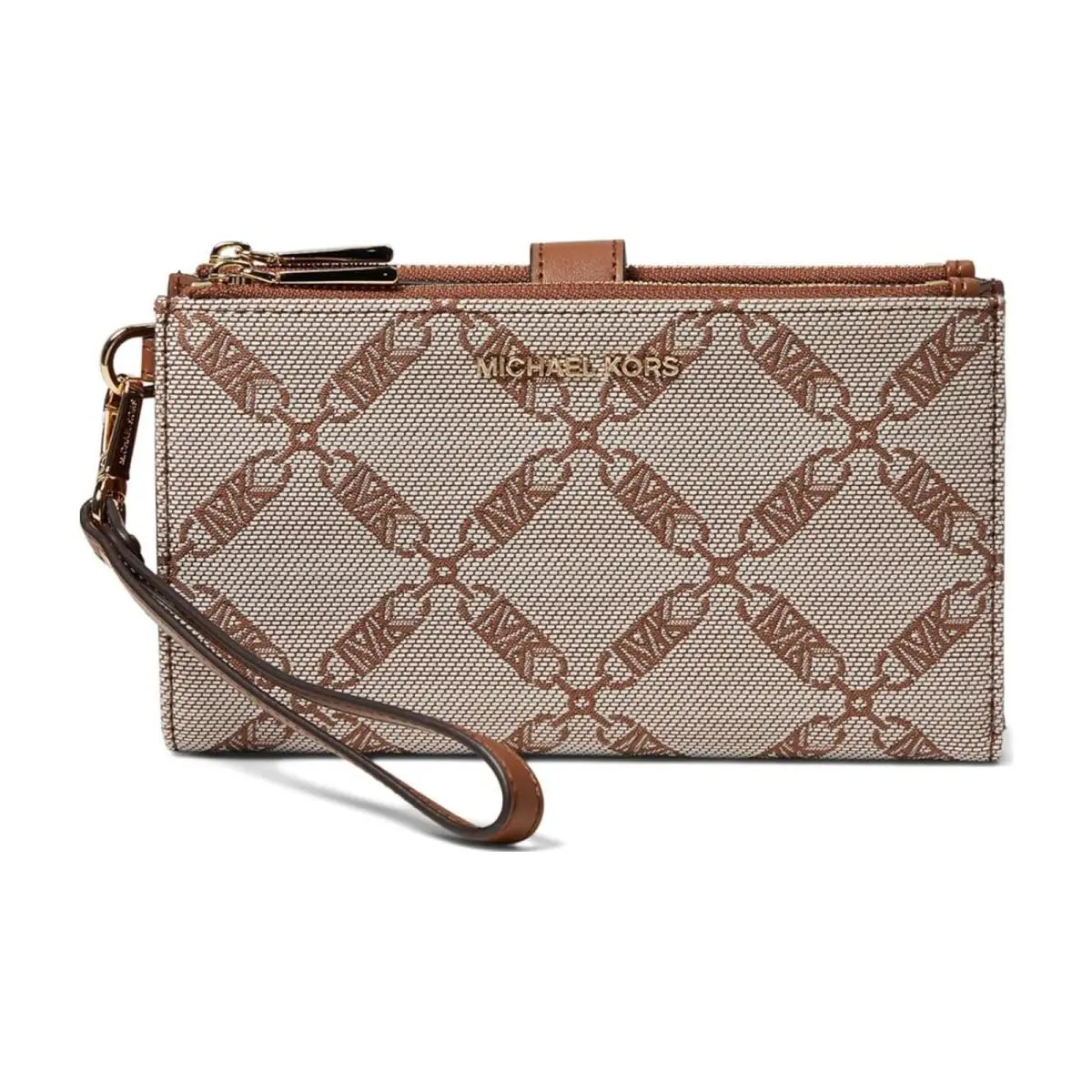 Jet Set Travel Double Zip Wristlet Natural/ Luggage by Michael Kors