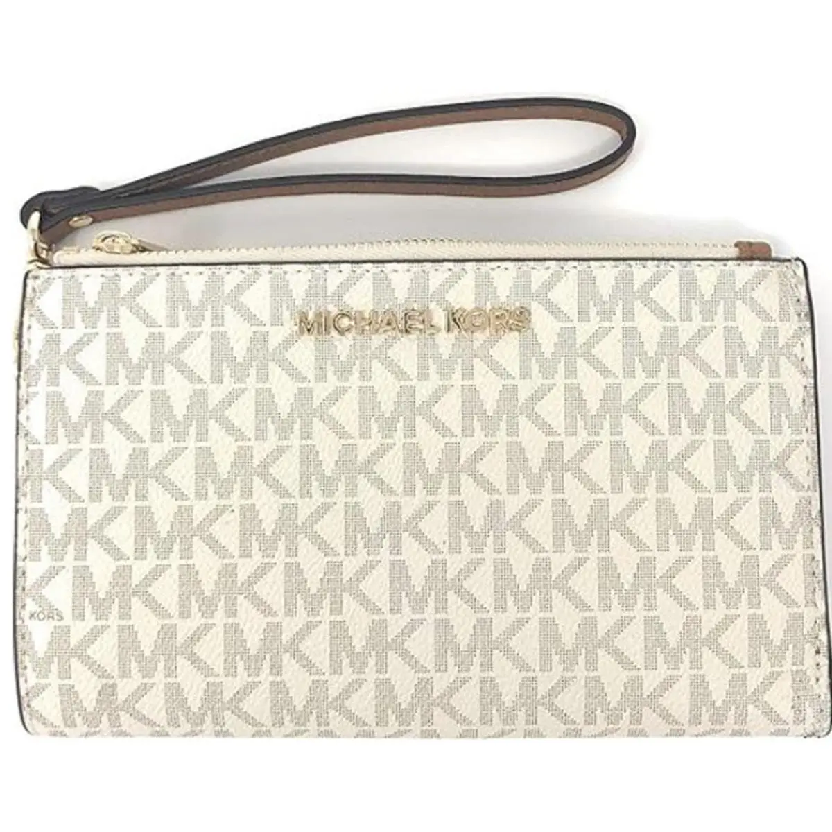 Jet Set Travel Double Zip Wristlet Vanilla Acorn by Michael Kors