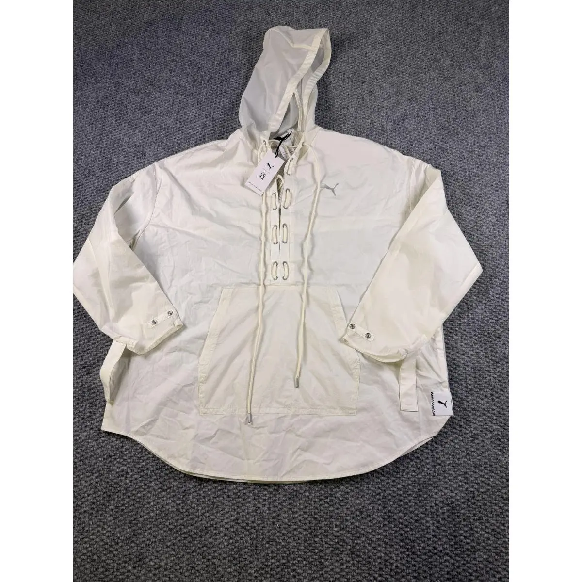 Puma X Liu Wen Windbreaker Jacket Womens S White Hooded Lace Up Pullover