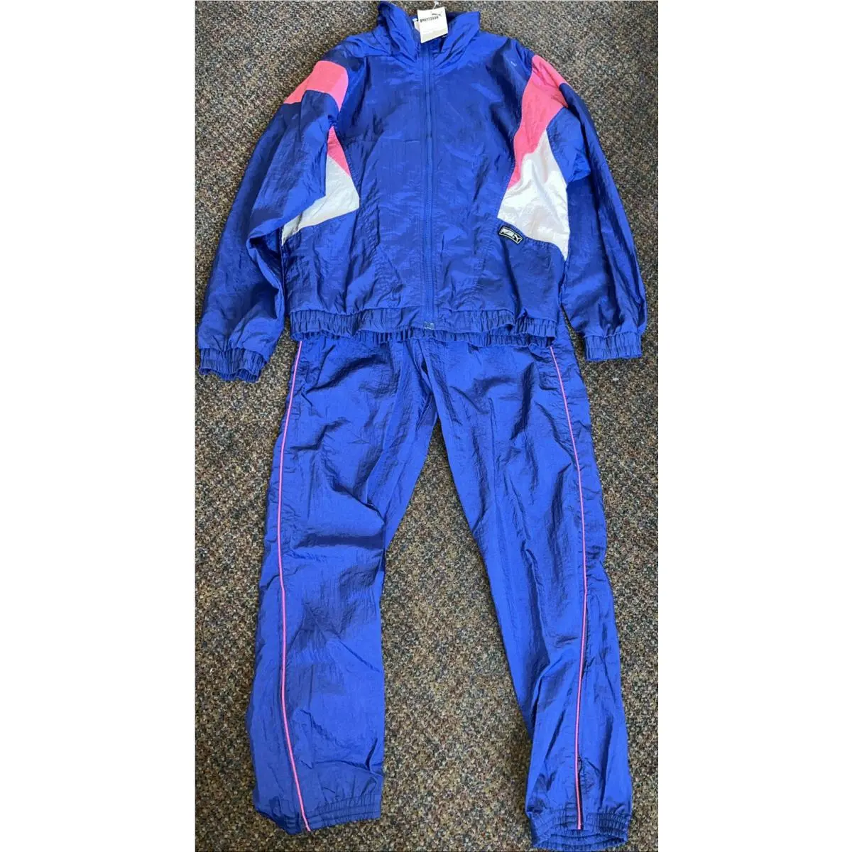 Puma Tracksuit Set Women`s Medium 80’s 90’s Indigo/br Pink Nylon B55