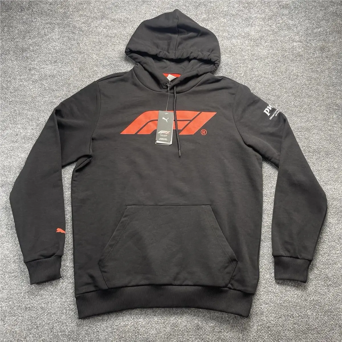 Puma Formula 1 F1 Essentials Logo Hoodie Mens Black Red Pwc 861500637 001 Medium