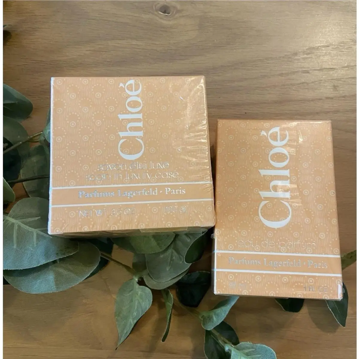 Lot OF 2 Vintage 1oz Eau De Parfum Soap Luxury Case Lagerfeld Chloe 1980s