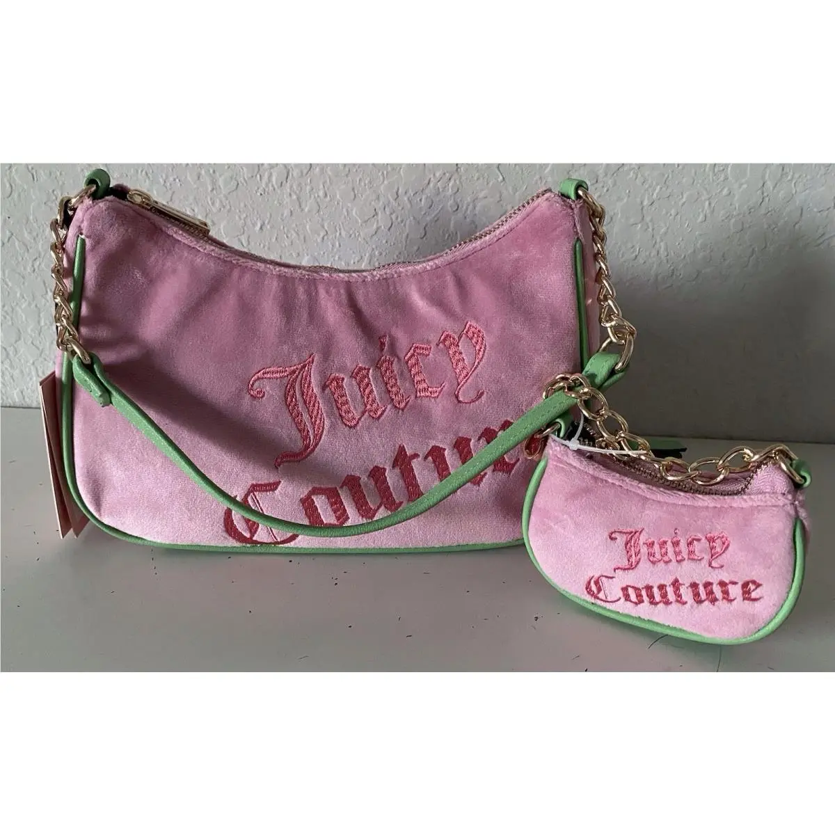 Juicy Couture Better Together Shoulder Bag W/mini Bag Cherry Blossom Green