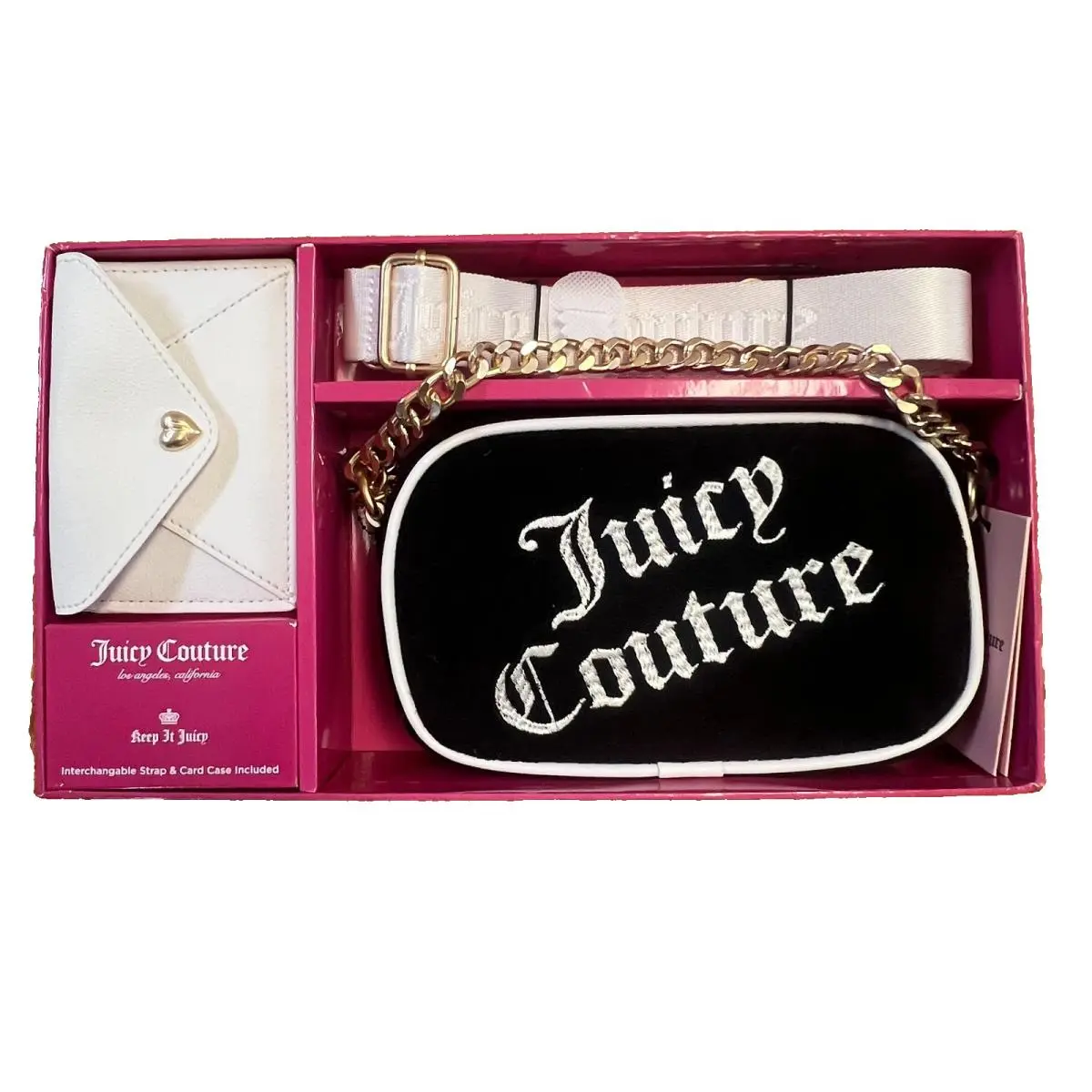Juicy Couture Black Handbag Set Coin Purse and Wallet Gift Set