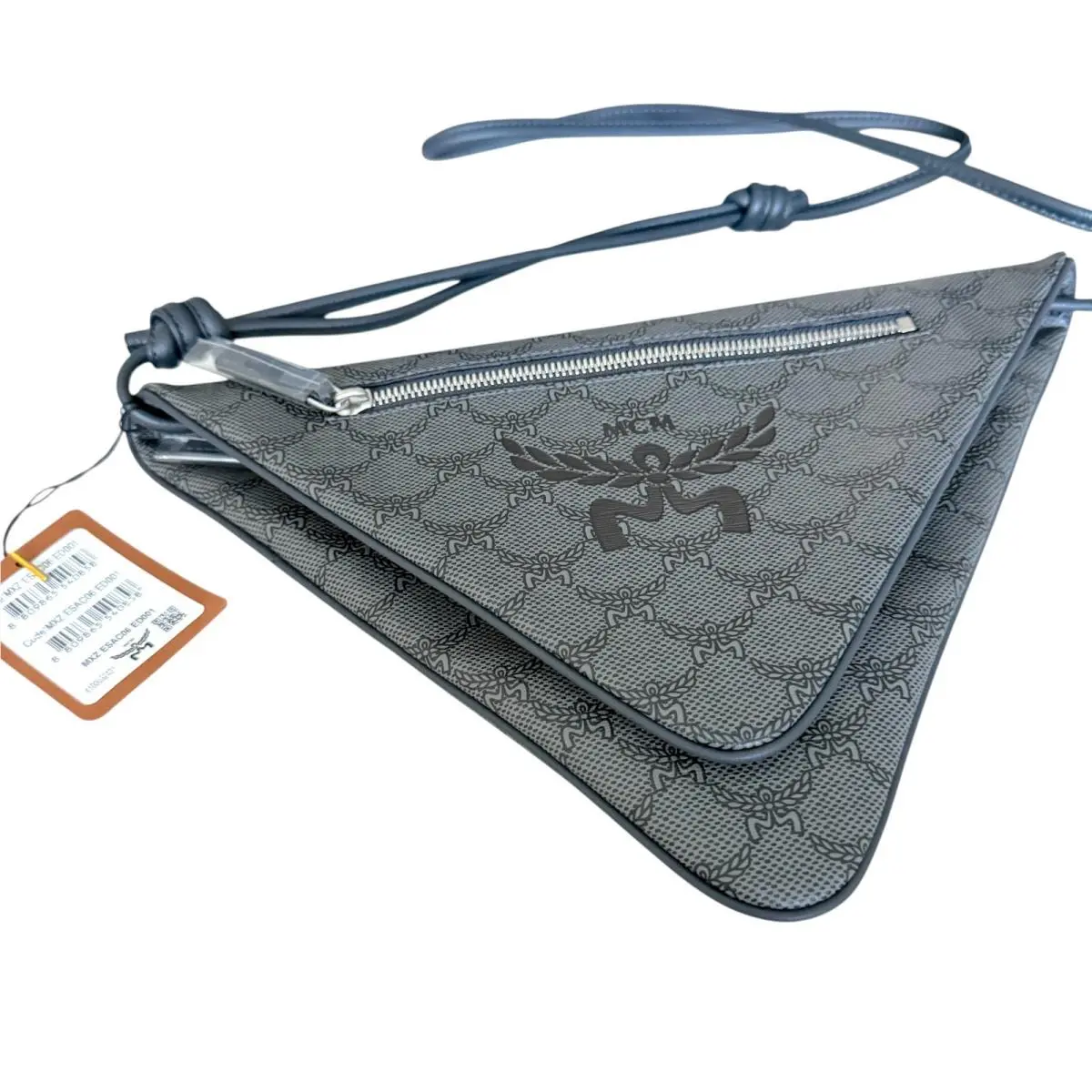 Mcm Gray Canvas and Leather Triangle Shoulder Bag