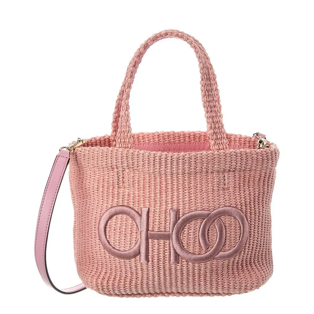 Small E/w Raffia Leather Tote Women`s Pink by Jimmy Choo