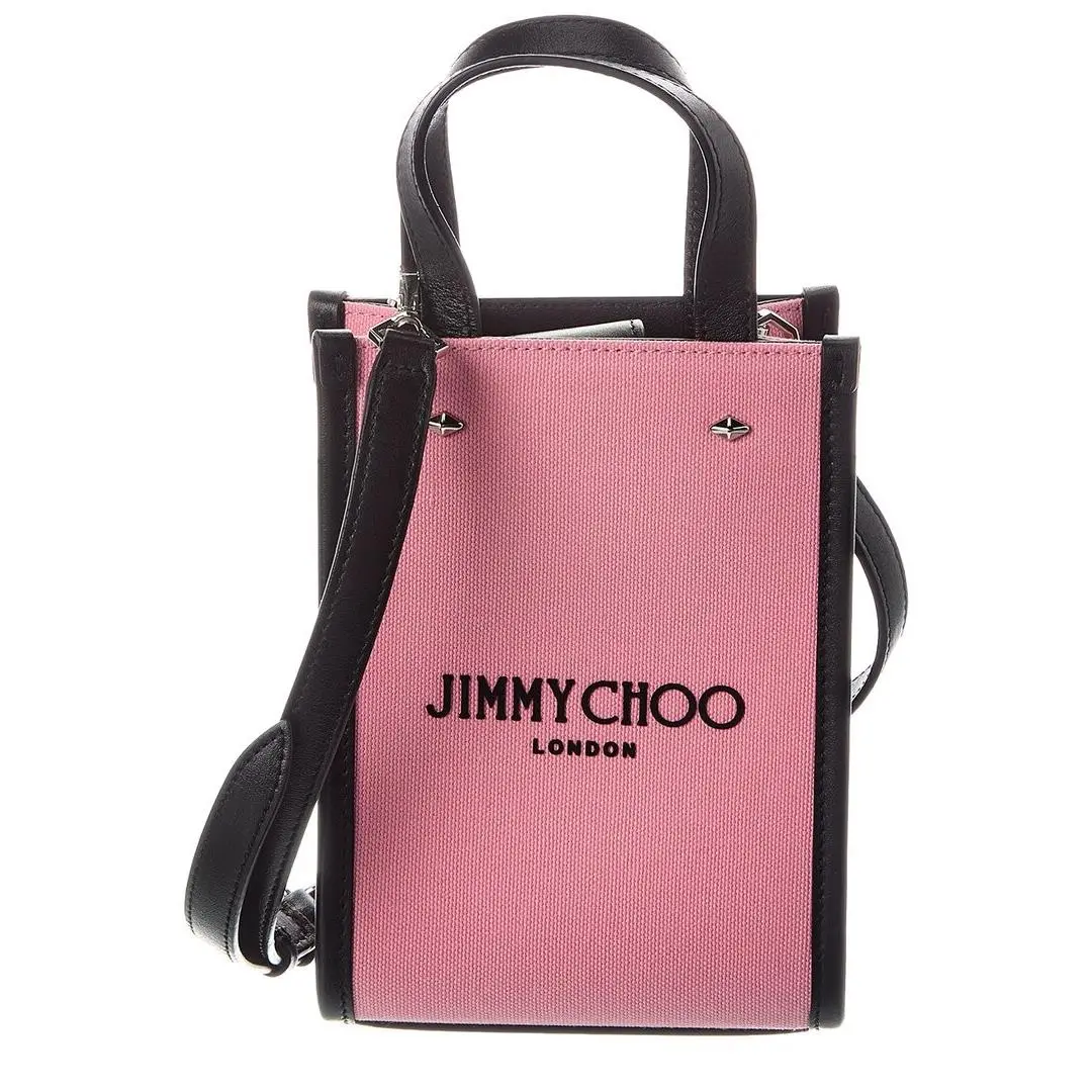 Jimmy Choo Mini N/s Canvas Leather Tote Women`s Pink