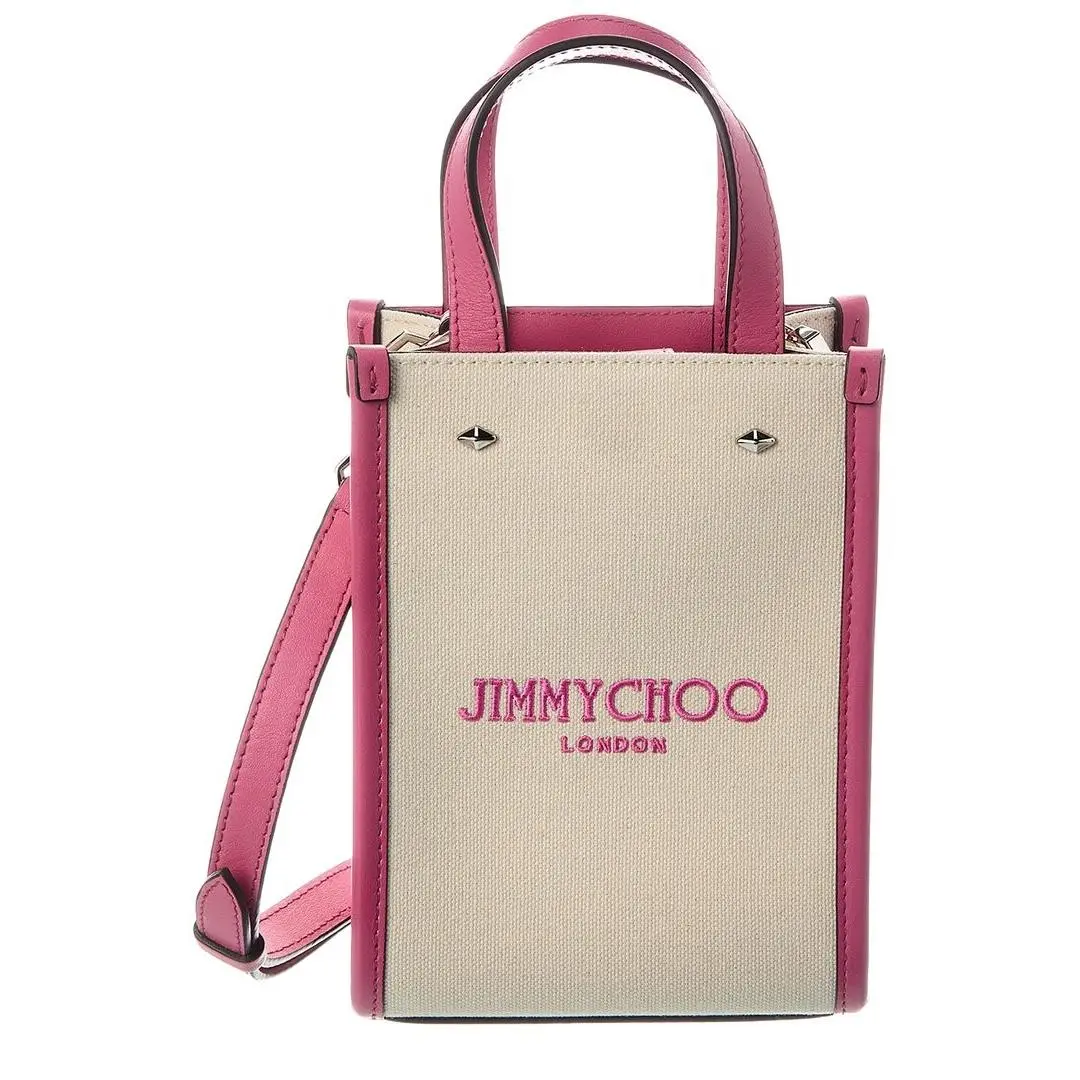 Jimmy Choo Mini N/s Canvas Leather Tote Women`s Pink