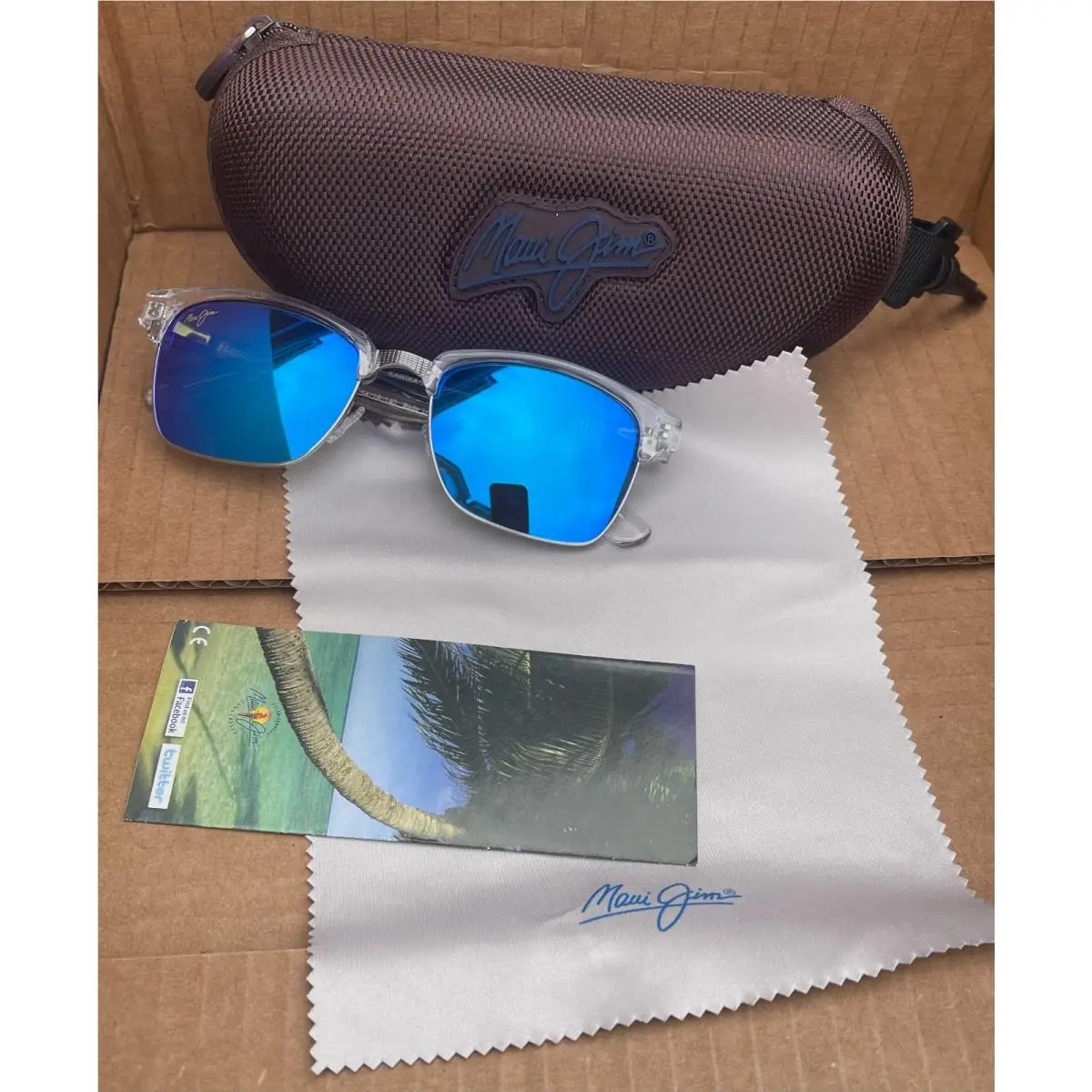 Maui Jim Kawika Polarized Sunglasses B257-05CR Crystal Frame/blue Hawaii Lens