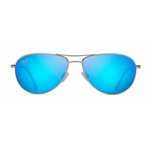Blue Hawaii 60mm Chrome Aviator Polarized Sea Womens Sunglass B772-17 by Maui Jim