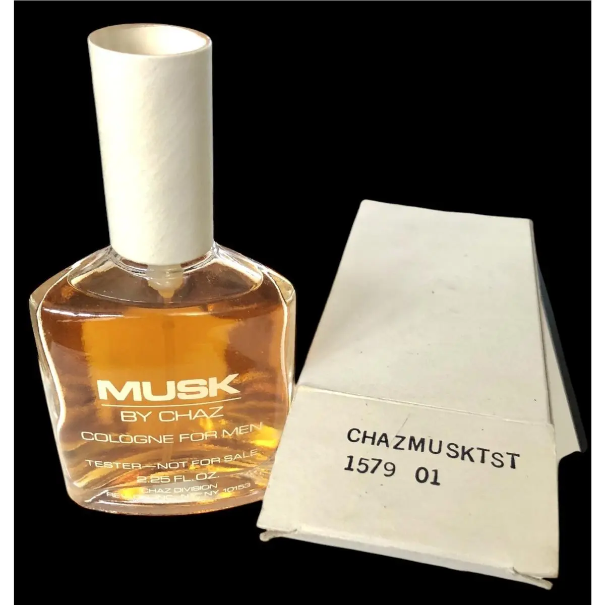 Vtg Musk By Chaz Spray Cologne For Men  2.25oz Tester No Cap Box Full by Revlon