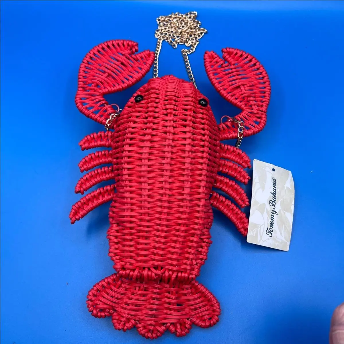 Tommy Bahama Red Wicker Lobster Crossbody Bag Nautical Summer Purse