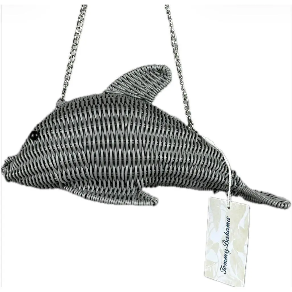 Dolphin Wicker Crossbody Bag Grey Novelty Purse WW0021A by Tommy Bahama