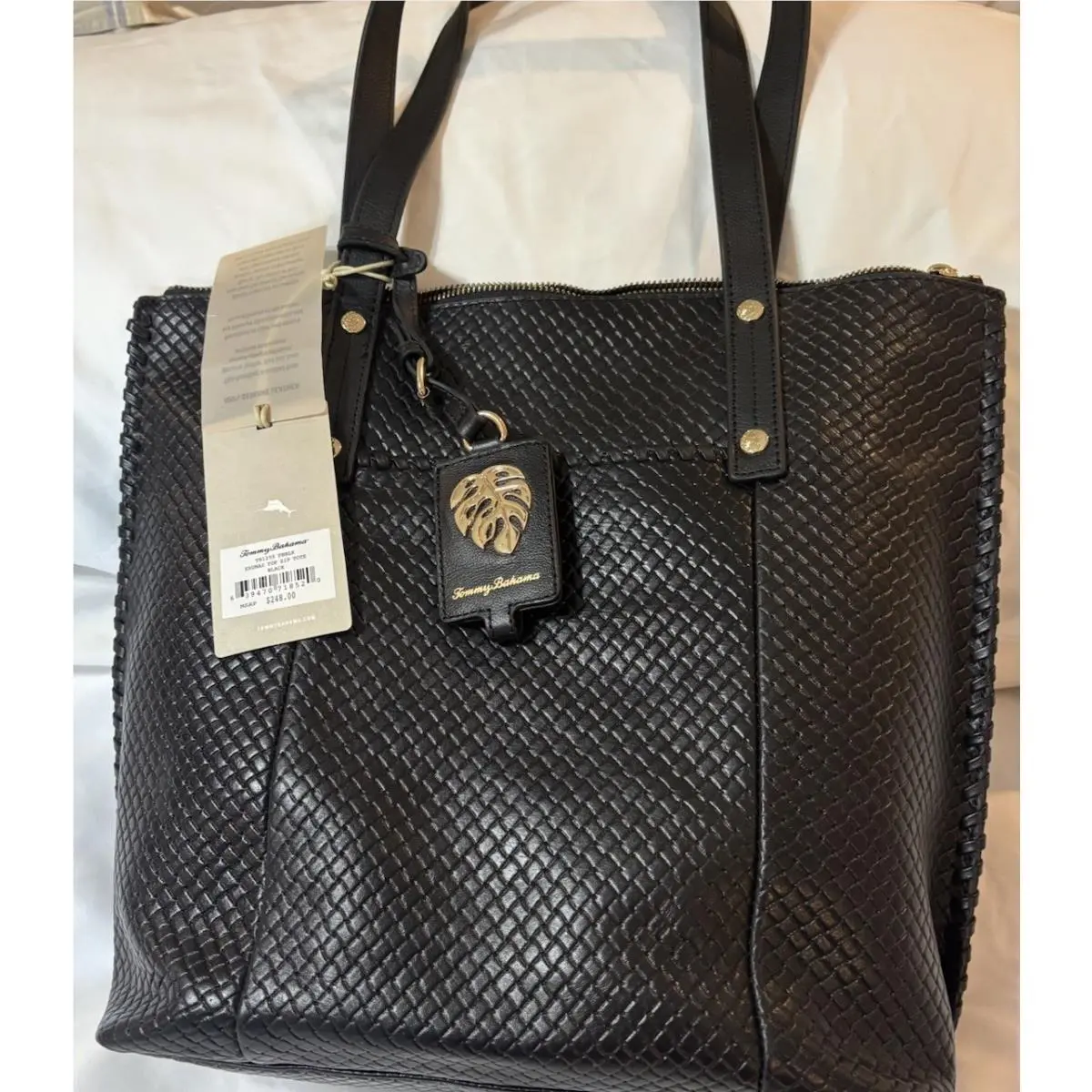 Exumas Top Zip Chestnut Leather Tote Handbag Retail by Tommy Bahama