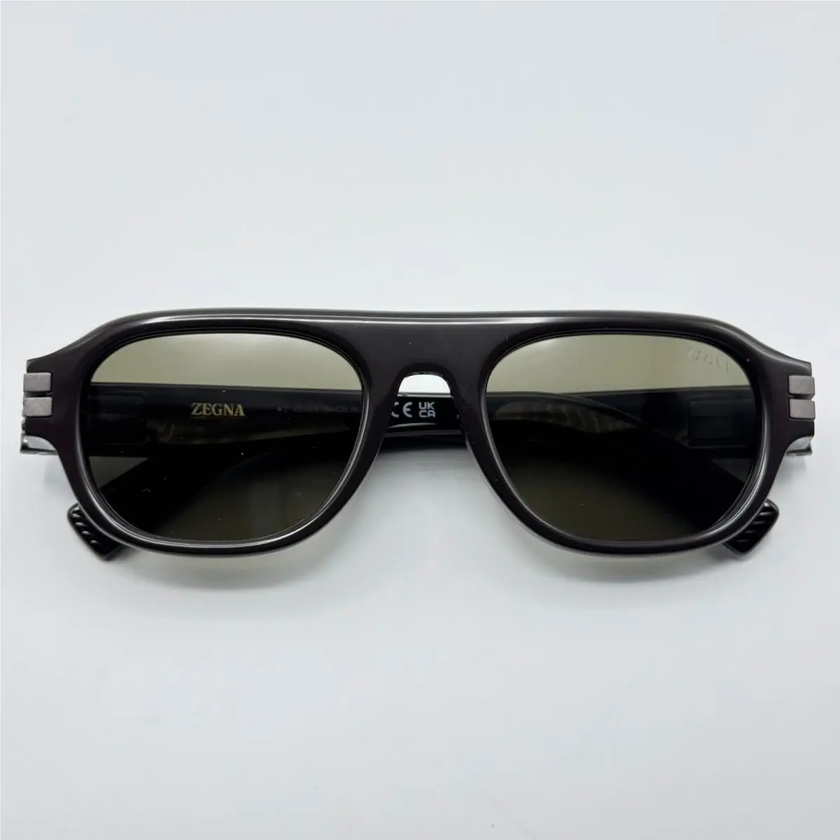 Sunglasses EZ0304 46N Brown Frame Green Lens 52-21-145 by Ermenegildo Zegna