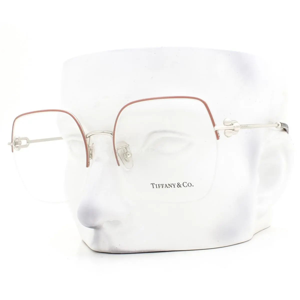 Tiffany Half Rim Eyeglasses TF 1153D 6192 Glasses Pink on Silver 56mm with Case