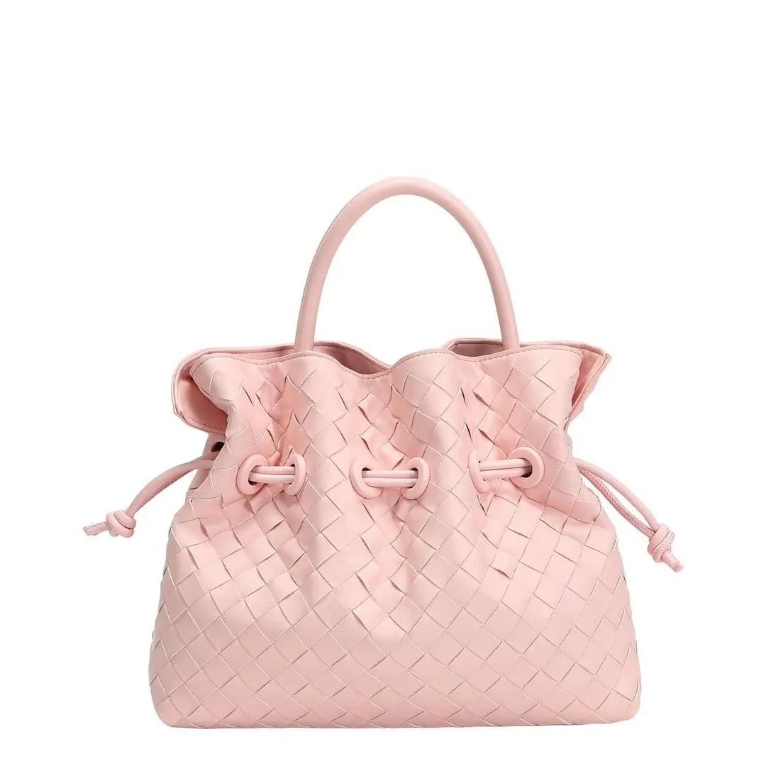 Tiffany Fred Paris Hand-woven Leather Drawstring Satchel Women`s Pink by Tiffany & Co.