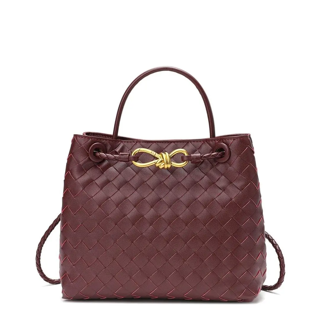 Tiffany Fred Paris Woven Leather Top Handle Shoulder Bag Women`s Red Os