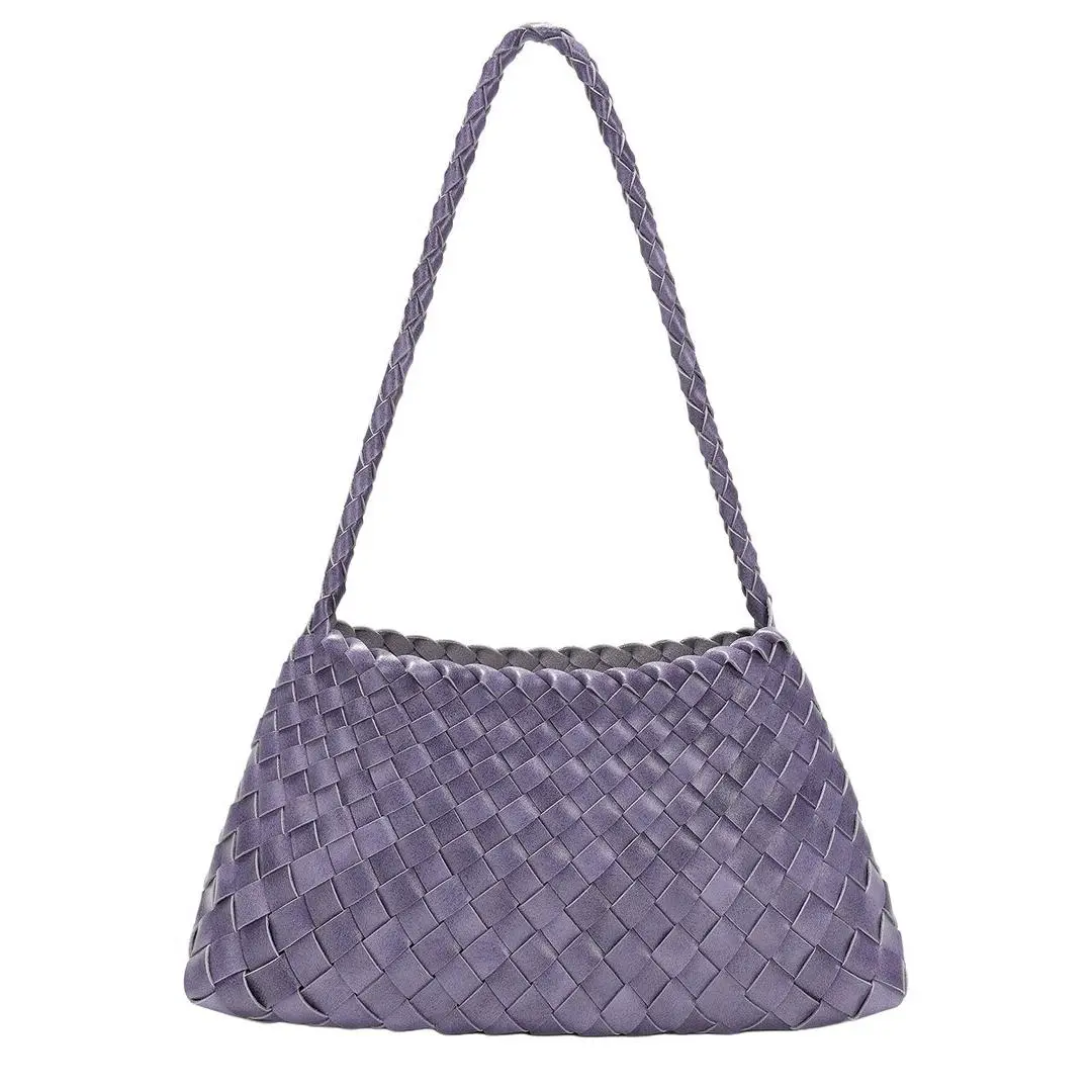 Tiffany Fred Paris Hand-woven Leather Shoulder Bag Women`s Purple by Tiffany & Co.