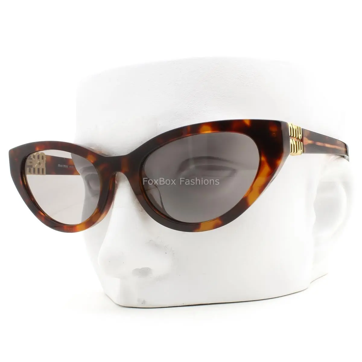 Sunglasses Mahogany Brown Havana Gold Logo Smu A04F 21C-40O with Case by Miu Miu