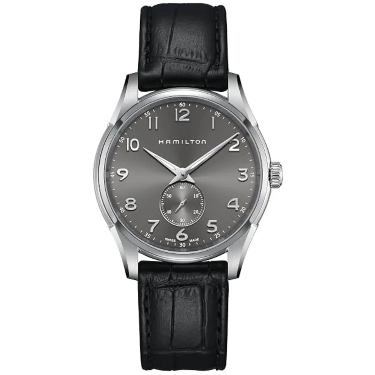 Men`s Watch Jazzmaster Quartz Grey Dial Black Leather Strap H38411783 by Hamilton