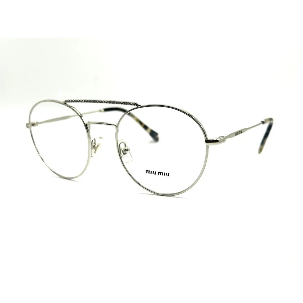 Miu Miu Vmu 51R 1BC-1O1 Silver Women Round Eyeglasses 52MM 20 140