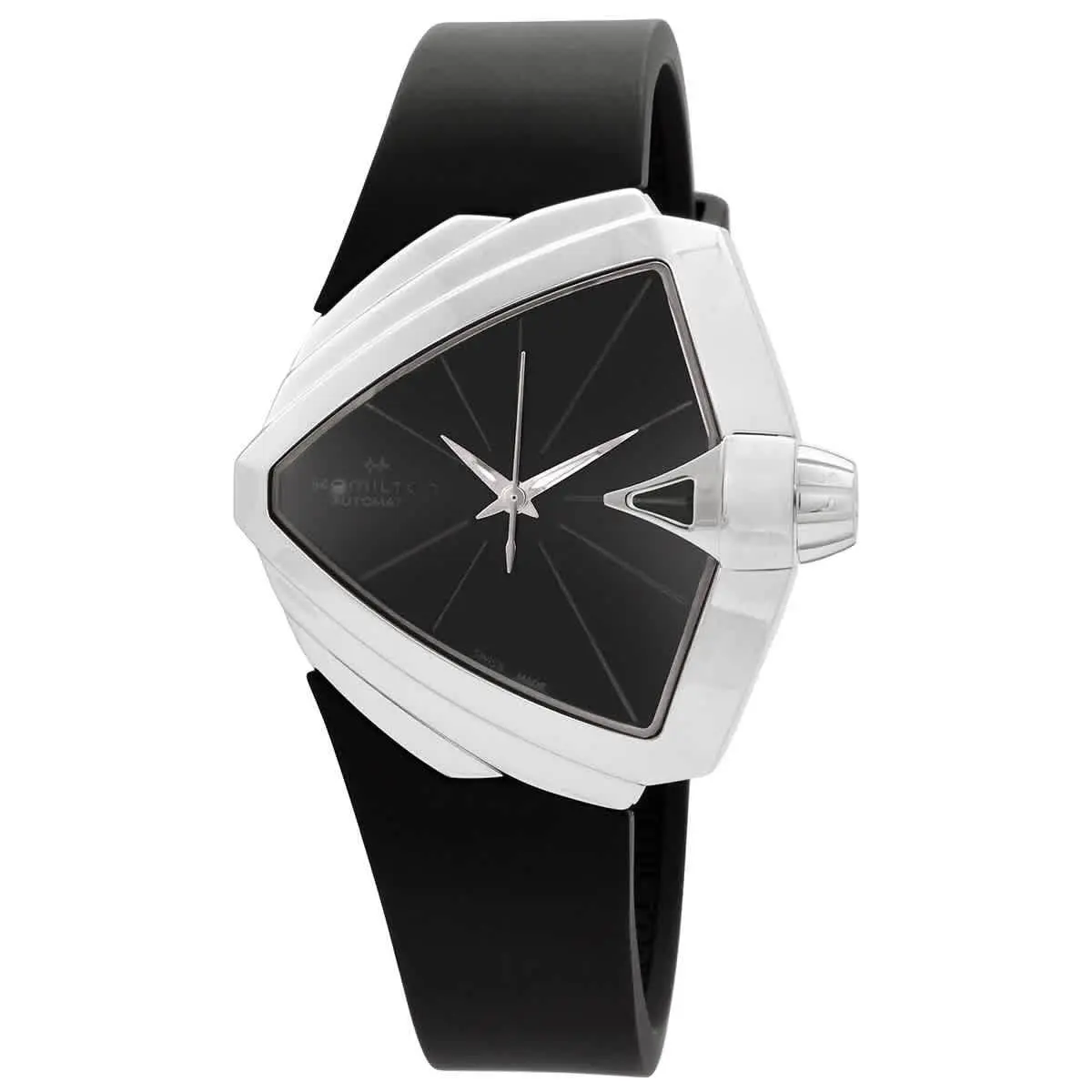 Hamilton Ventura Automatic Black Dial Men`s Watch H24105330 - Dial: Black, Band: Black, Bezel: Silver