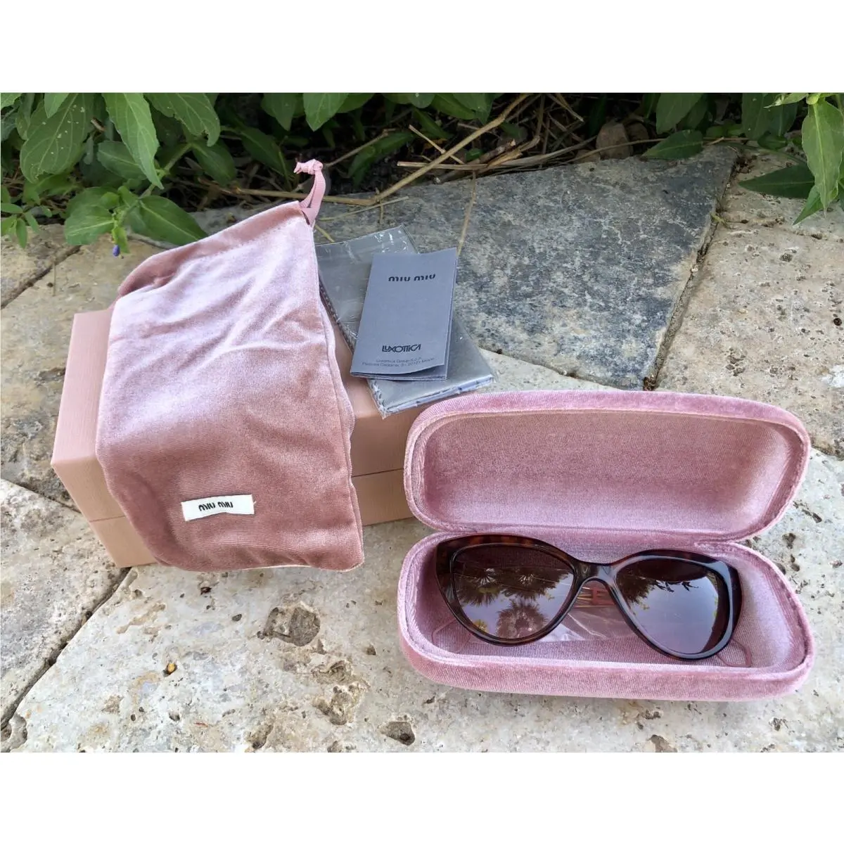 Miu Miu Luxottica Havana Pink/brown Wire Cat Eye Sunglasses