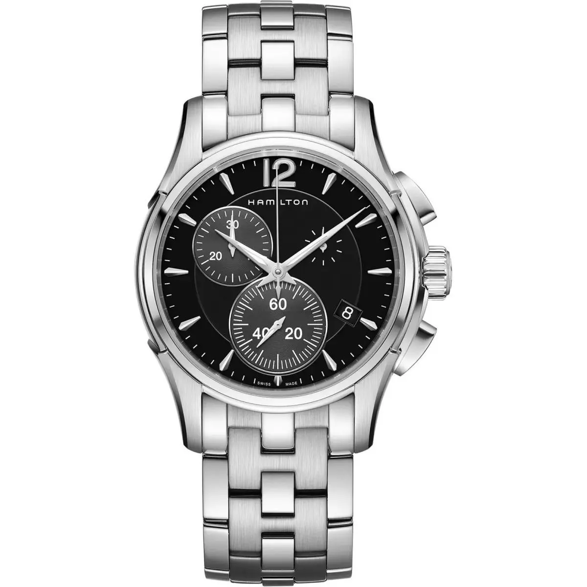 Men`s Watch Jazzmaster Chronograph Black Dial Silver Bracelet H32612131 by Hamilton