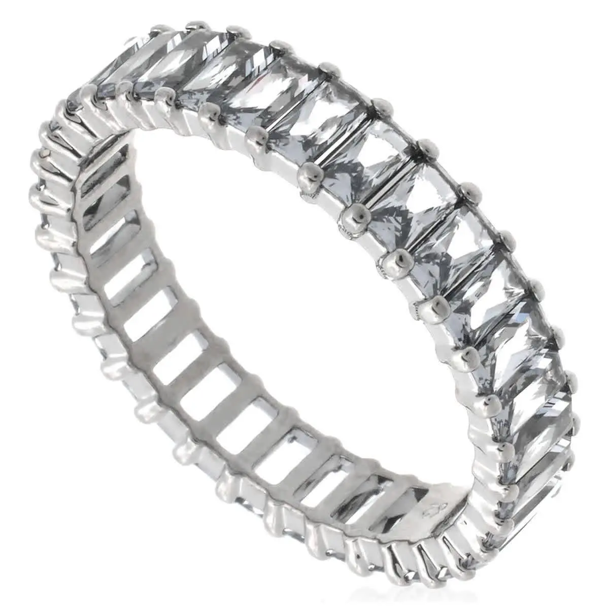 Matrix Band Ring Ruthenium Shiny Grey by Swarovski