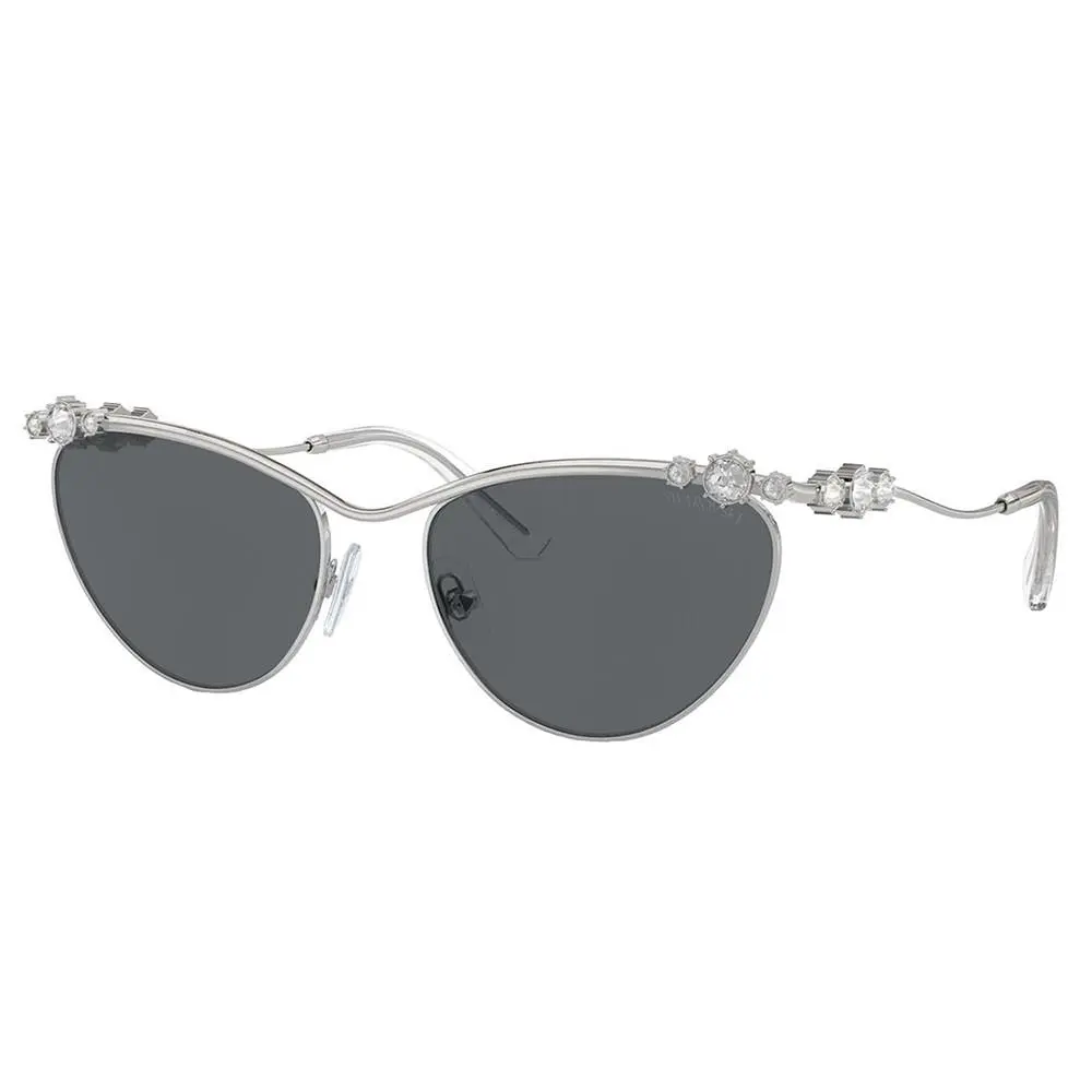 Swarovski SK 7017 400187 Silver Metal Cat-eye Sunglasses Grey Lens