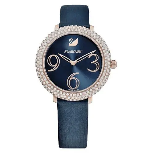 5484061 Crystal Frost Rose Tone Blue Dial Women`s Watch by Swarovski