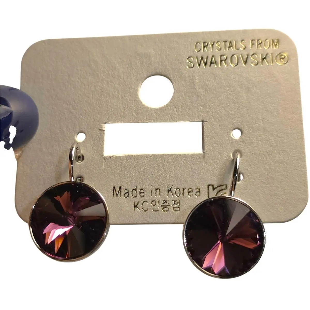 Element Amethyst Purple Platinum Plated 13mm Leverback Earrings by Swarovski