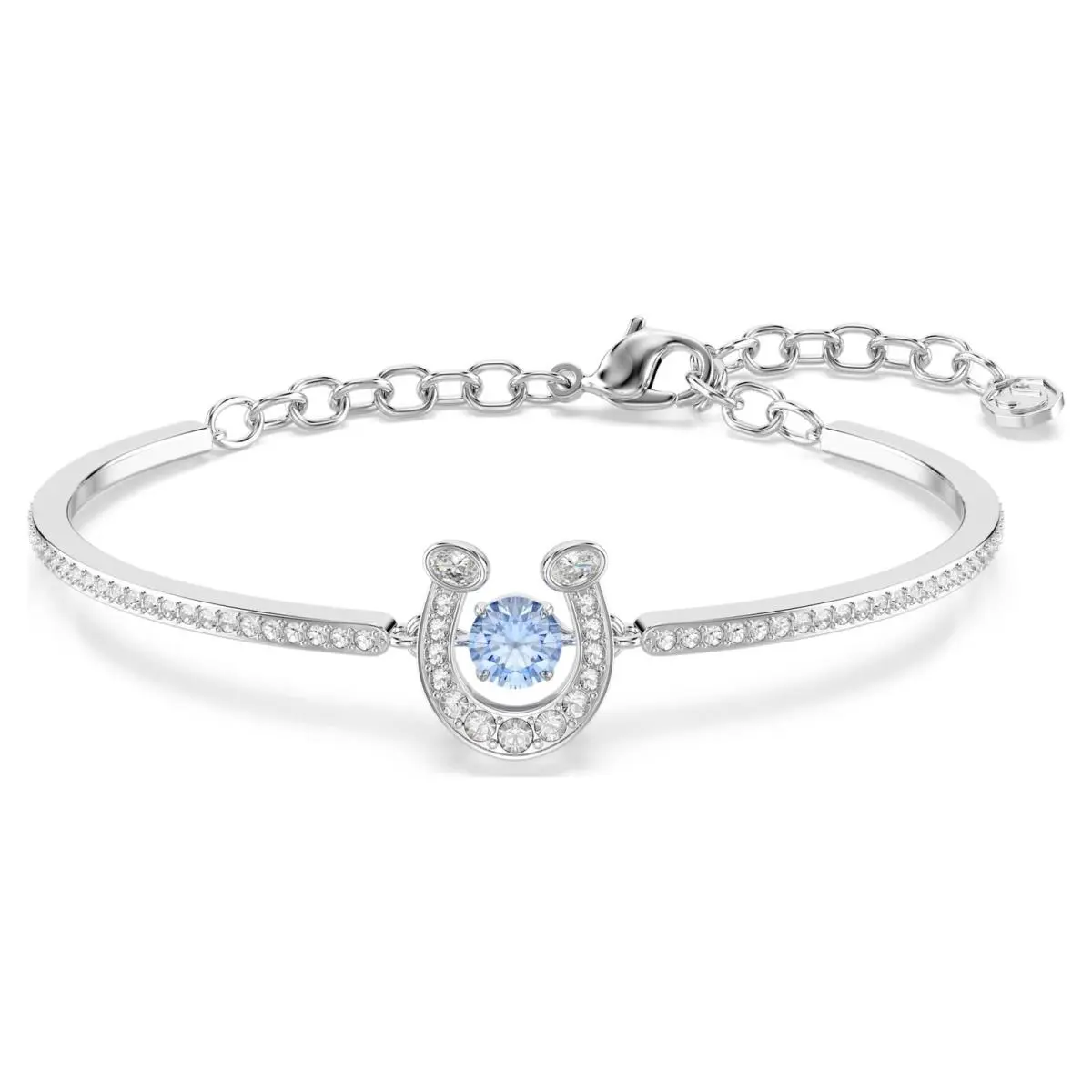 Swarovski Symbolica Bangle Round Cut Pavé Horse Shoe Blue Rhodium Plated
