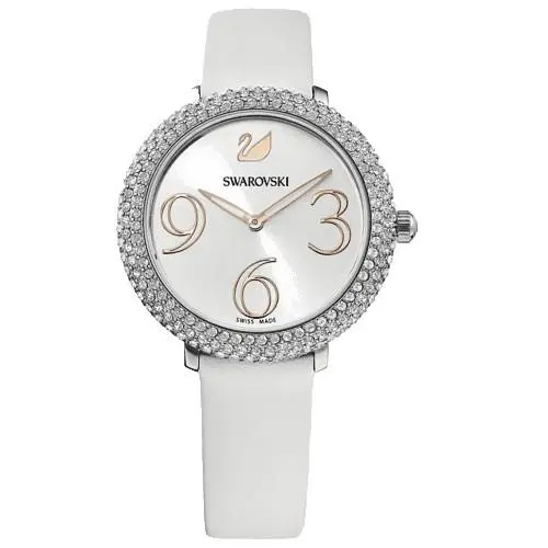 Swarovski 5484070 Crystal Frost Rose Tone White Dial Women`s Watch