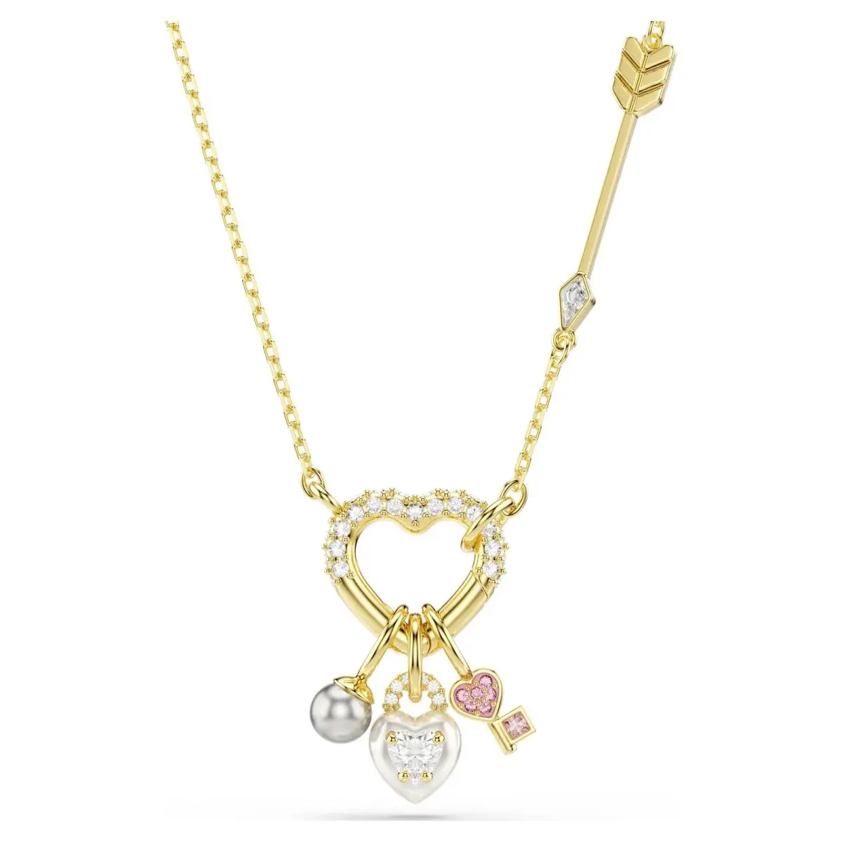 Idyllia Pendant Mixed Cuts Heart Key Pink 18K Gold Finish 5737290 by Swarovski