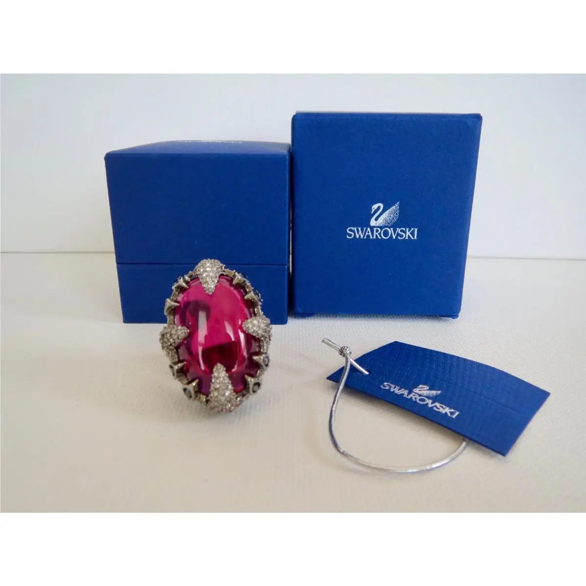 in Pkg  Purple Red Crystal Large Statement Ring Sz 7.5/8 by Swarovski