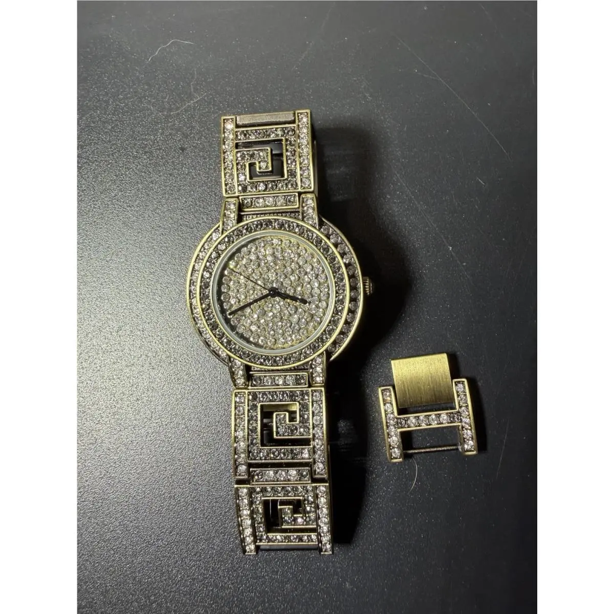Vtg Heidi Daus  Crystals Ladies Watch Black White with Extender Nwot by Swarovski