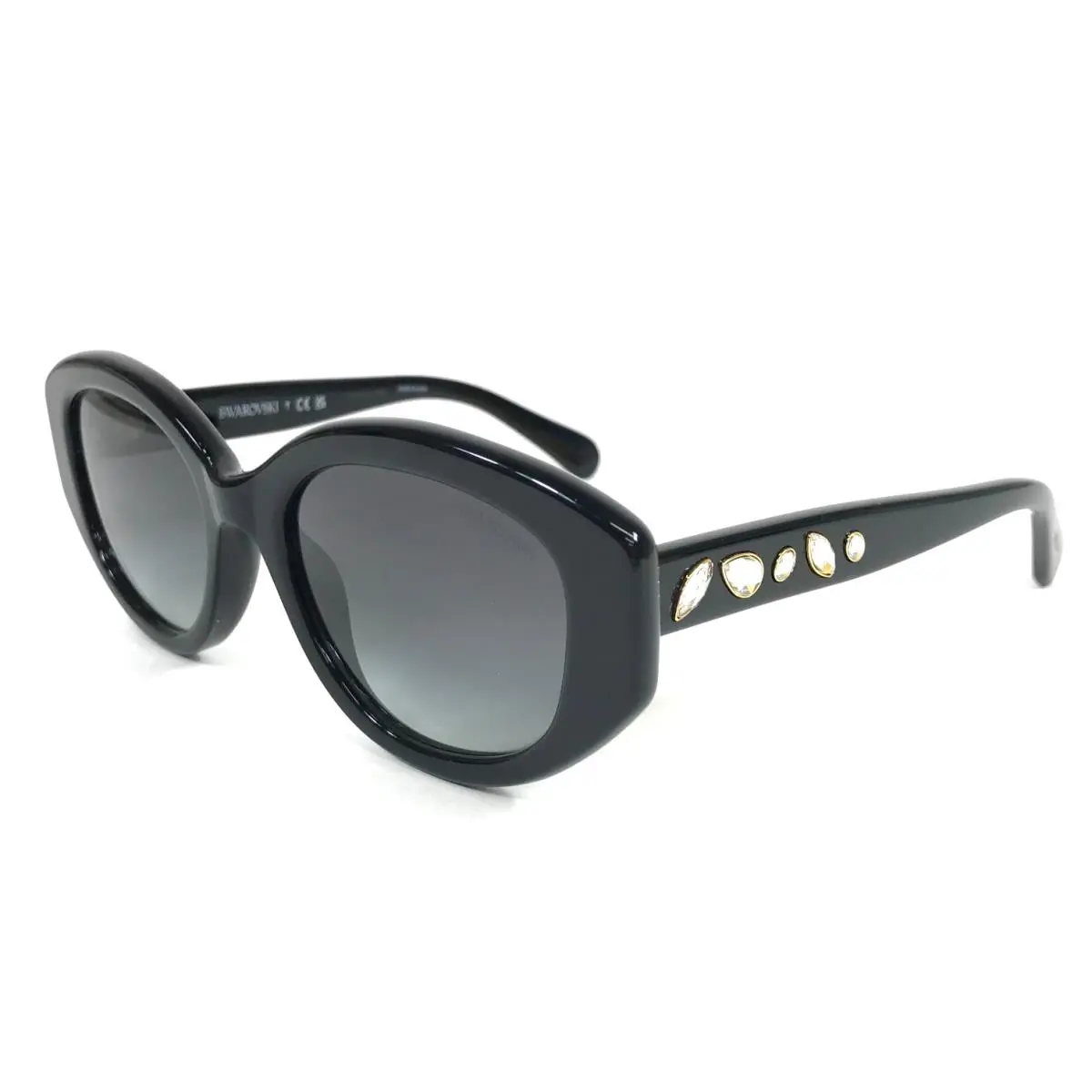 Swarovski Sunglasses SK6005 10018G Black Cat Eye Frames w/ Gradient Gray Lenses