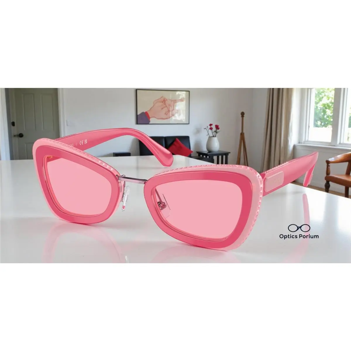 SK6012 101384 Fuxia Old Pink Pink 52 mm Women`s Sunglasses by Swarovski