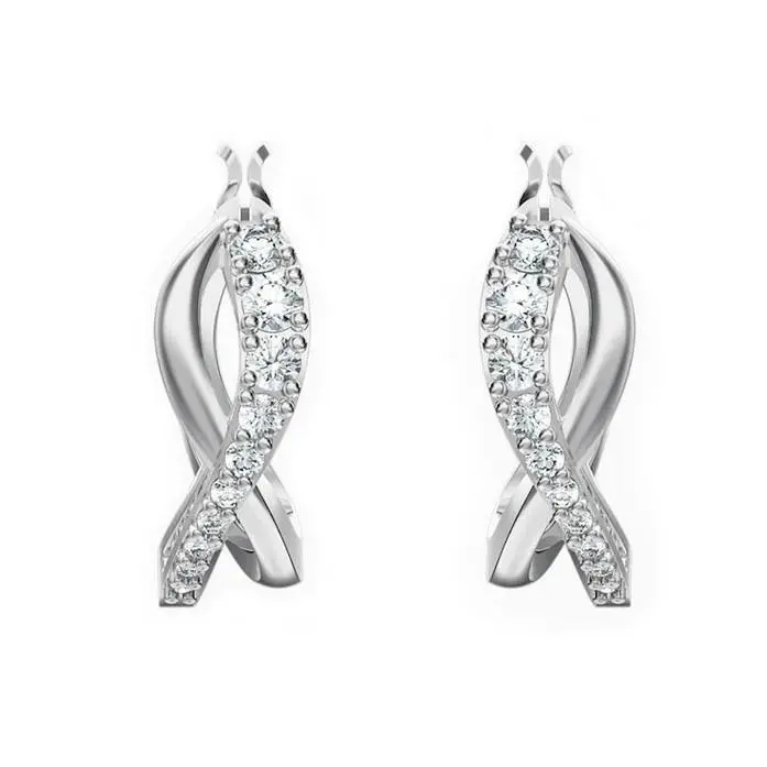 Twist Earrings White Rhodium Plated 5579790 by Swarovski
