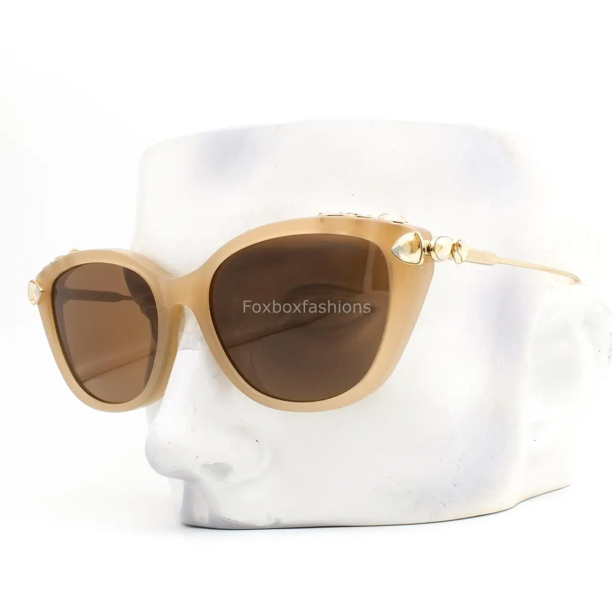Sunglasses SK 6010F 2002OK Milky Beige Brown Gold Crystals with Case by Swarovski