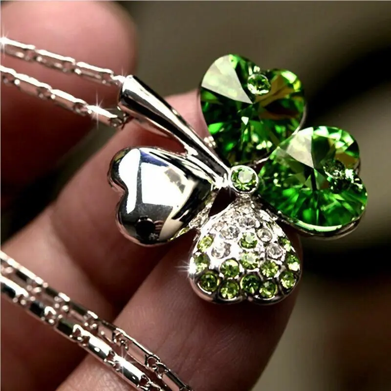Lot of 10 - Four Leaf Clover Necklace with Swarvoski Crystals + Gift Boxes by Swarovski