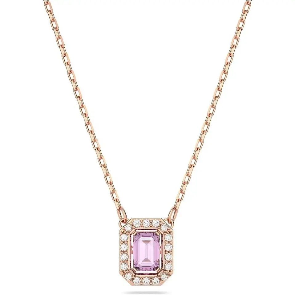 Swarovski Millenia Necklace Octagon Cut Purple Crystal Rose Gold Plated