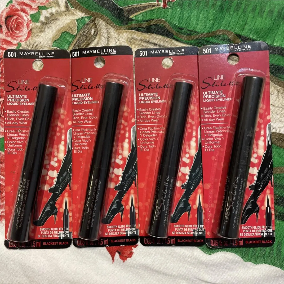 4 Maybelline 501 Blackest Black Line Stiletto Precision Liquid Eyeliner Retired