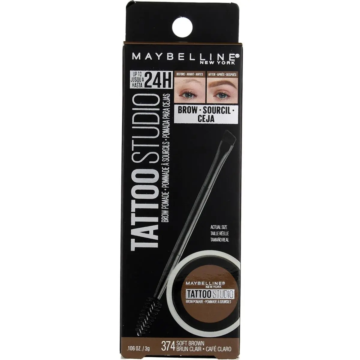 6 Pack  Tattoo Studio Brow Pomade Soft Brown 374 0.106 oz by Maybelline